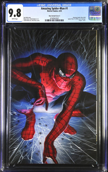 AMAZING SPIDER-MAN #1 CGC 9.8 ALEX ROSS SDCC EXCL VIRGIN VARIANT 2025