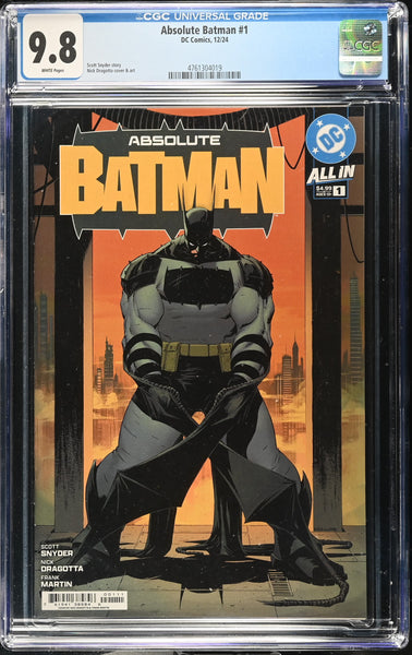 ABSOLUTE BATMAN #1 CGC 9.8 FIRST PRINT NICK DRAGOTTA COVER-A VARIANT