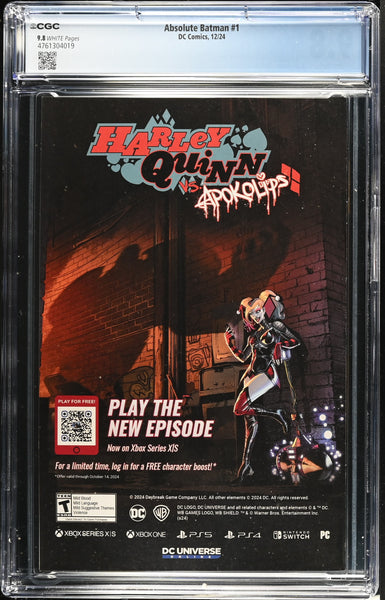 ABSOLUTE BATMAN #1 CGC 9.8 FIRST PRINT NICK DRAGOTTA COVER-A VARIANT