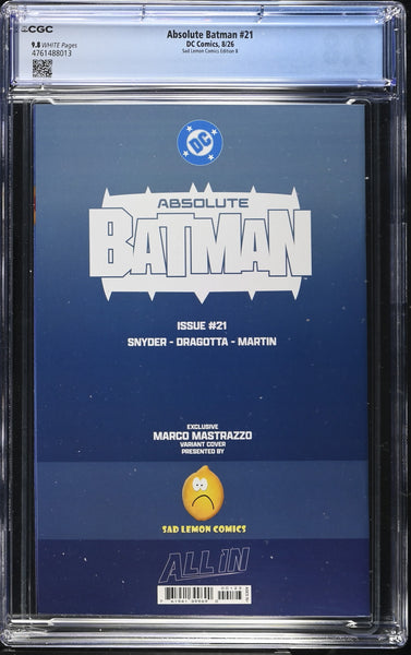 ABSOLUTE BATMAN #21 CGC 9.8 RAFA SANDOVAL & MARCO MASTRAZZO EXCL VIRGIN VARIANTS OPTIONS