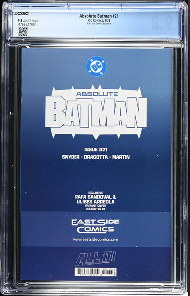 ABSOLUTE BATMAN #21 CGC 9.8 RAFA SANDOVAL & MARCO MASTRAZZO EXCL VIRGIN VARIANTS OPTIONS
