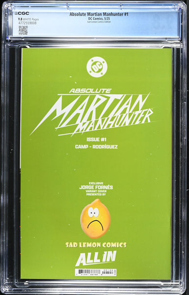 ABSOLUTE MARTIAN MANHUNTER #1 CGC 9.8 JORGE FORNES EXCLUSIVE VARIANT BATMAN