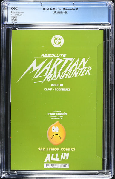 ABSOLUTE MARTIAN MANHUNTER #1 CGC 9.9 JORGE FORNES EXCLUSIVE VARIANT BATMAN NOT 9.8