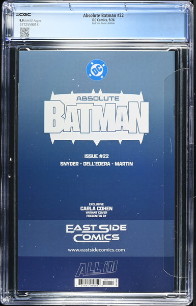 ABSOLUTE BATMAN #22 CGC 9.9 CARLA COHEN EXCL HARLEY QUINN VARIANT LTD 800 NOT 9.8
