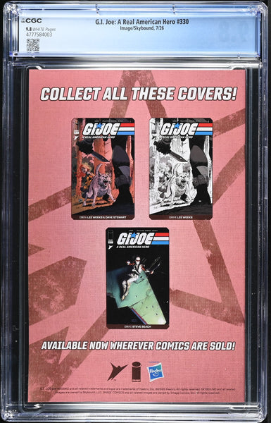 G.I. JOE ARAH #330 CGC 9.8 FIRST PRINT LEE WEEKS COVER-A VARIANT GI LARA CROFT TOMB RAIDER