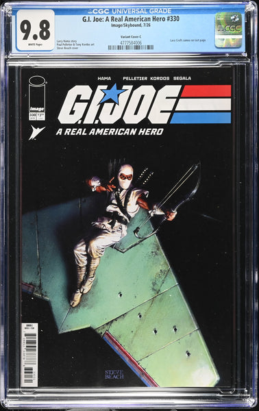 G.I. JOE ARAH #330 CGC 9.8 BEACH 1:10 RI STORM SHADOW VARIANT FIRST PRINT LARA CROFT TOMB RAIDER