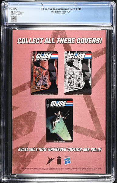 G.I. JOE ARAH #330 CGC 9.8 BEACH 1:10 RI STORM SHADOW VARIANT FIRST PRINT LARA CROFT TOMB RAIDER