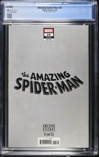 AMAZING SPIDER-MAN #25 CGC 9.8 LEE BERMEJO 1:100 RI VIRGIN VARIANT