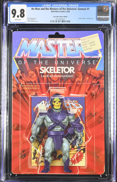 HE-MAN & MASTERS OF THE UNIVERSE GENESIS #1 CGC 9.8 SKAN EXCL SKELETOR "ACTION FIGURE" VARIANT LTD 500