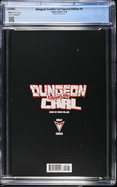 DUNGEON CRAWLER CARL #0 CGC 9.8 KEVEN MALLQUI EXCL VARIANT VAULT COMICS LTD 450