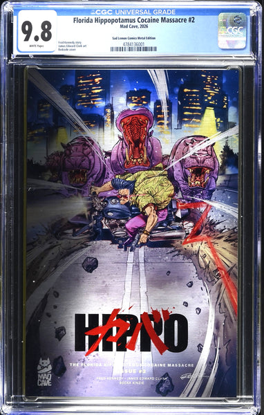 FLORIDA HIPPOPOTAMUS COCAINE MASSACRE #2 CGC 9.8 REDCODE EXCL AKIRA METAL VARIANT-C LTD 75