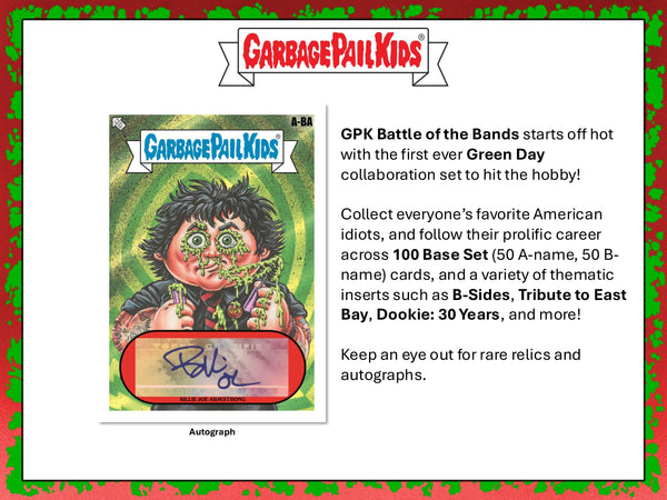 2024 TOPPS GARBAGE PAIL KIDS BATTLE OF THE BANDS GREEN DAY HOBBY BOX