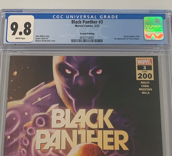 BLACK PANTHER #3 CGC 9.8 FIRST APPEARANCE & COVER of TOSIN ODUYE 2nd PRINTING HOT