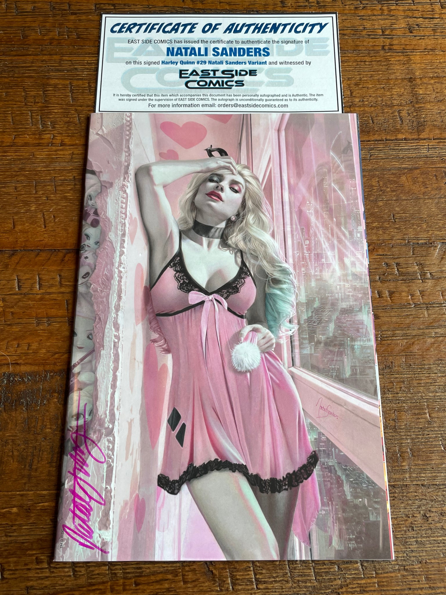 HARLEY QUINN #29 NATALI SANDERS SIGNED W/ COA TRADE & VIRGIN VARIANT