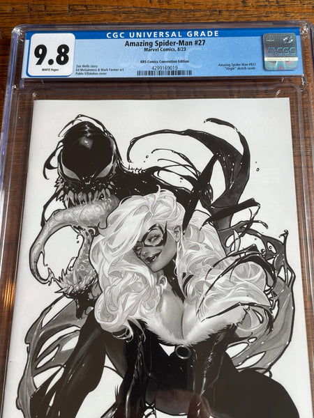 AMAZING SPIDER-MAN #27 CGC 9.8 VILLALOBOS SDCC EXCL "B&W" VIRGIN VARIANT