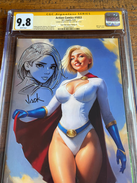 ACTION COMICS #1053 CGC SS 9.8 WILL JACK REMARKED SKETCH SIGNED POWER GIRL VIRGIN VARIANT-B