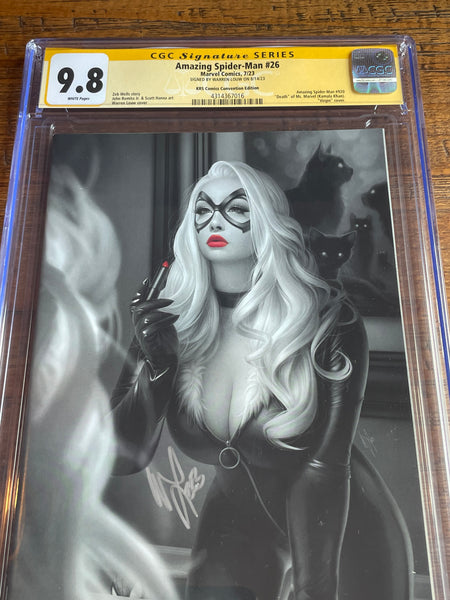 AMAZING SPIDER-MAN #26 CGC SS 9.8 WARREN LOUW SIGNED SDCC EXCL B&W VARIANT-D