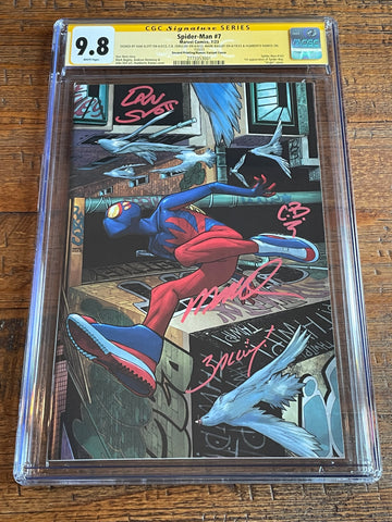 SPIDER-MAN #7 CGC SS 9.8 SIGNED X4 DAN SLOTT MARK BAGLEY HUMBERTO RAMOS 1:25 2nd PRINT VIRGIN RI INCENTIVE VARIANT