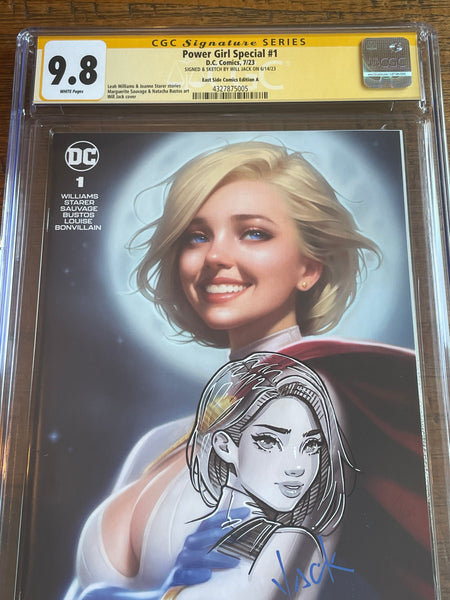 POWER GIRL SPECIAL #1 CGC SS 9.8 WILL JACK REMARKED SKETCH SIGNED TRADE VARIANT-A