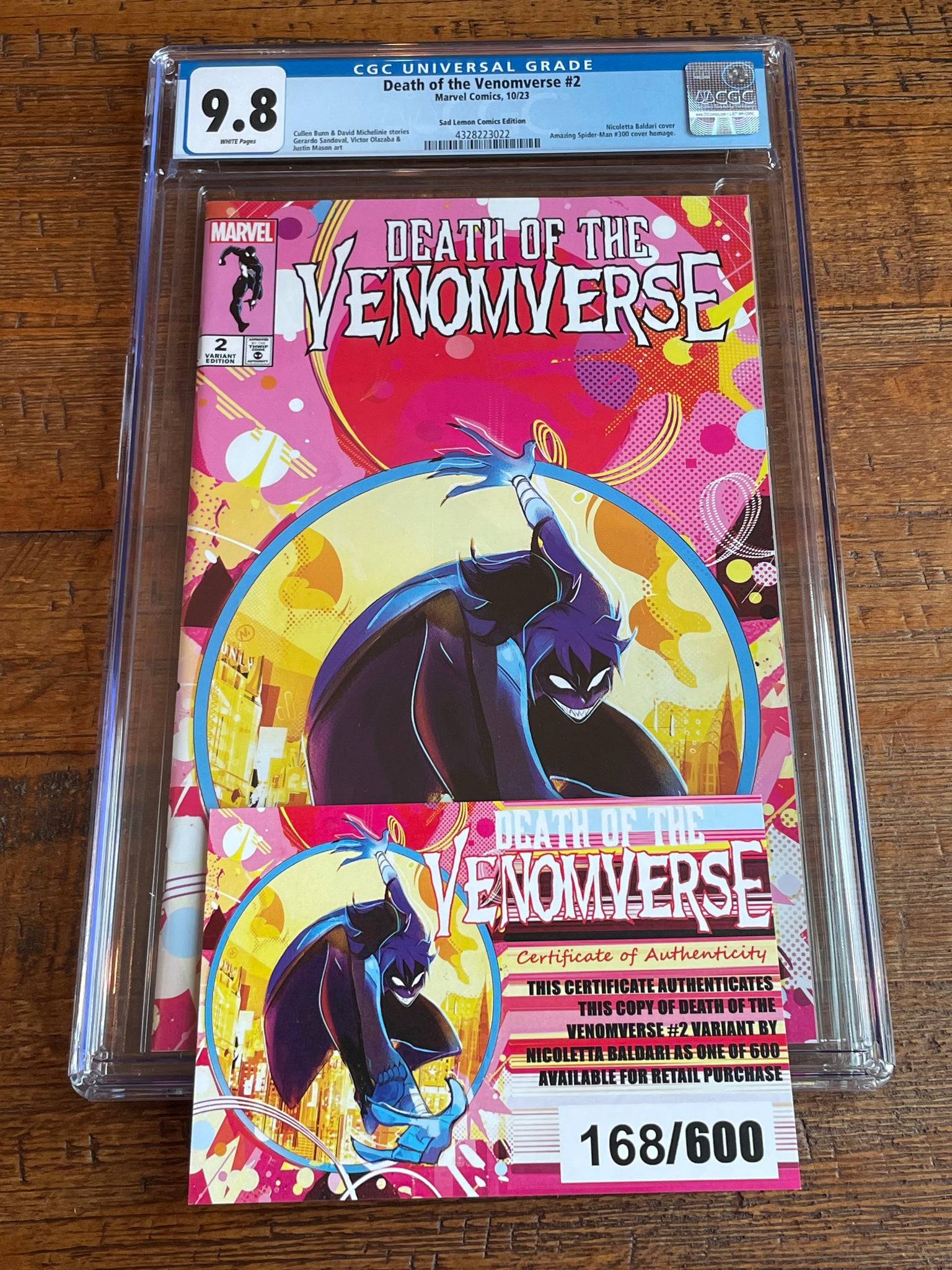 DEATH OF VENOMVERSE #2 CGC 9.8 NICOLETTA BALDARI EXCL VARIANT LIMITED TO 600 1st VENOM-BOY