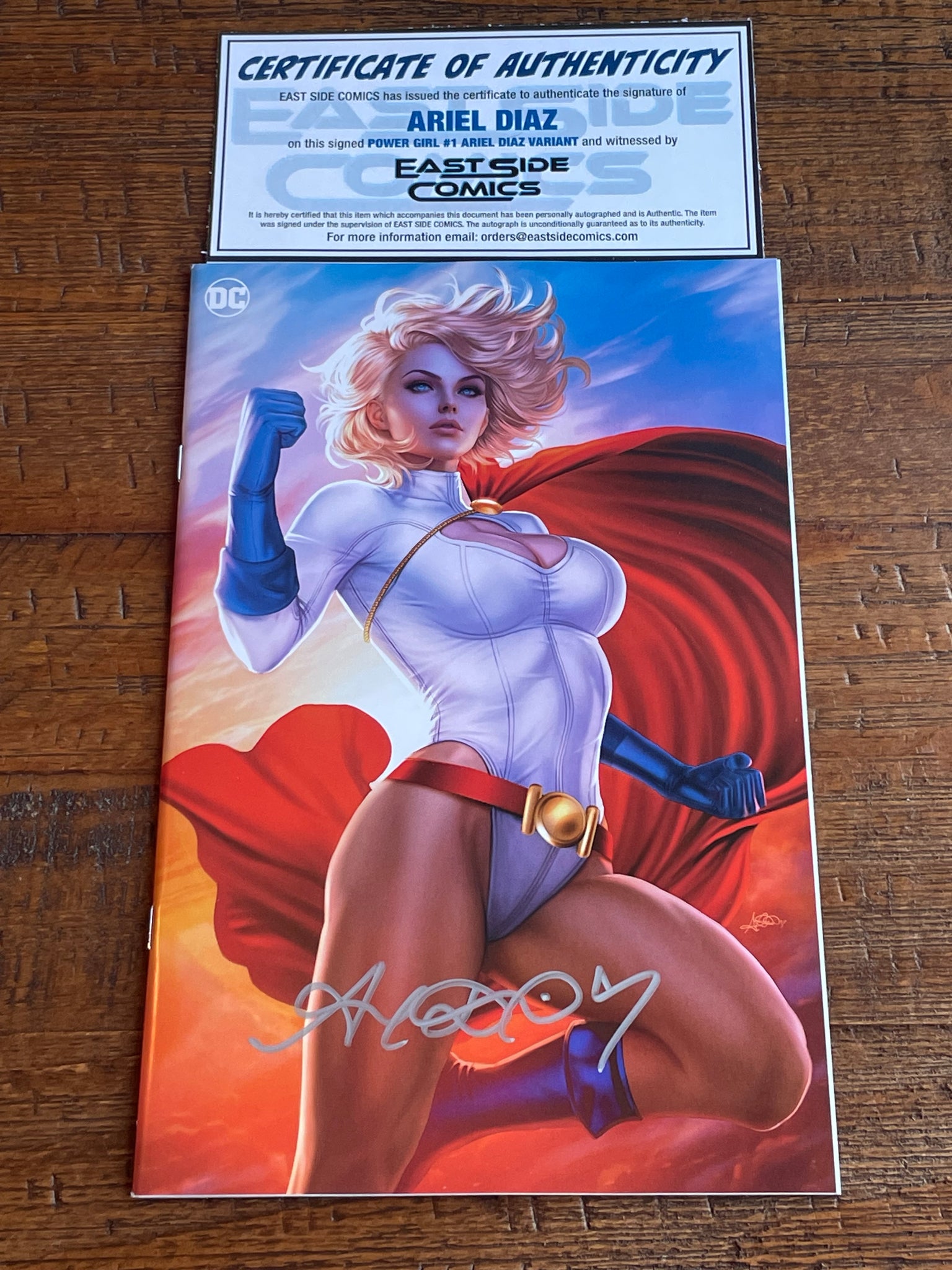 POWER GIRL #1 ARIEL DIAZ SIGNED COA TRADE & VIRGIN VARIANT OPTIONS