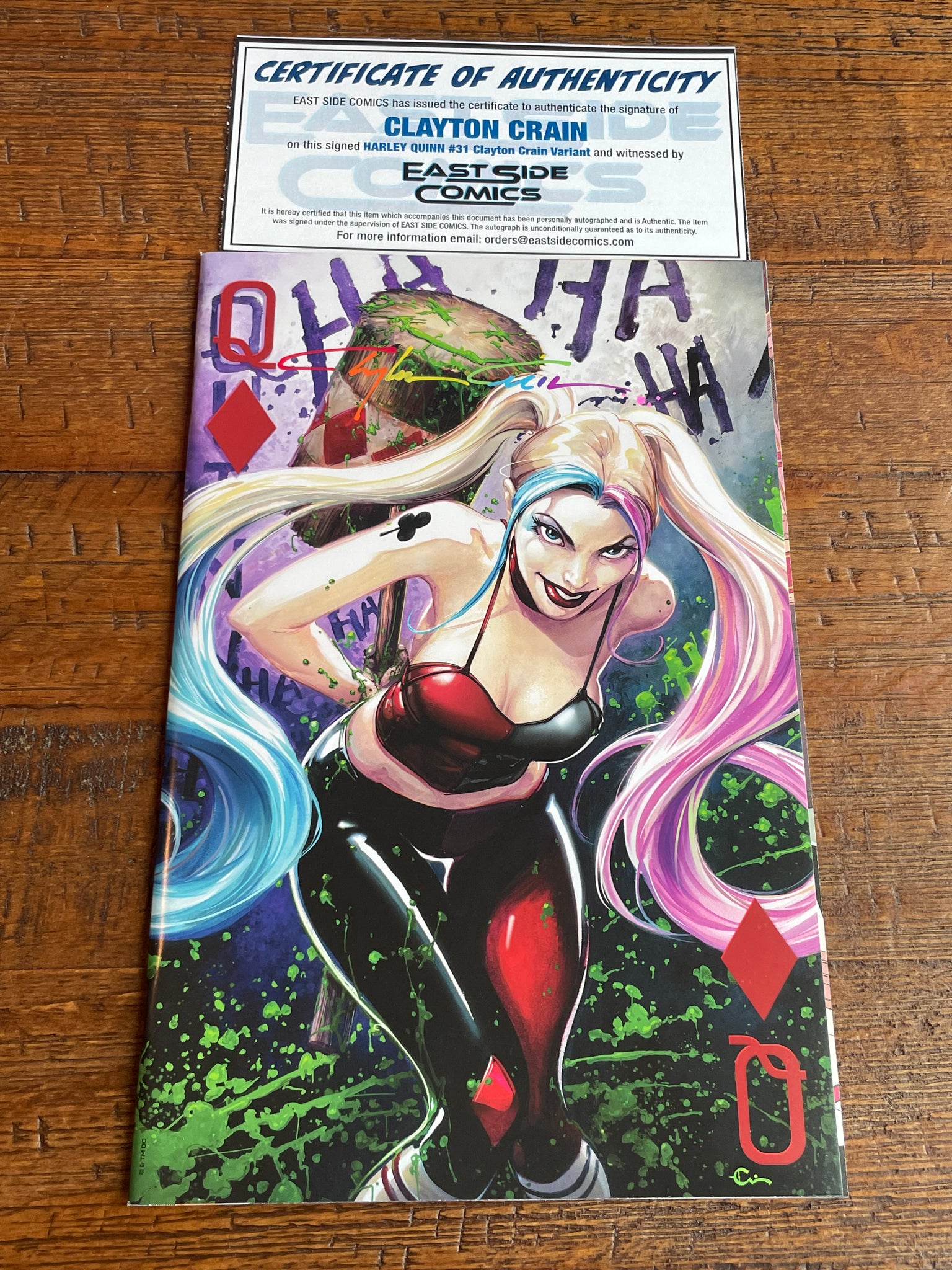 HARLEY QUINN #31 CLAYTON CRAIN INFINITY SIGNED COA TRADE & VIRGIN VARIANT