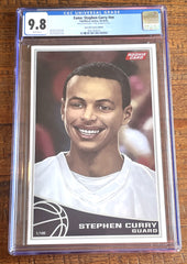 FAME: STEPHEN CURRY #1 CGC 9.8 SKAN TOPPS "ROOKIE CARD" WHITE VARIANT NUMBERED 001/100