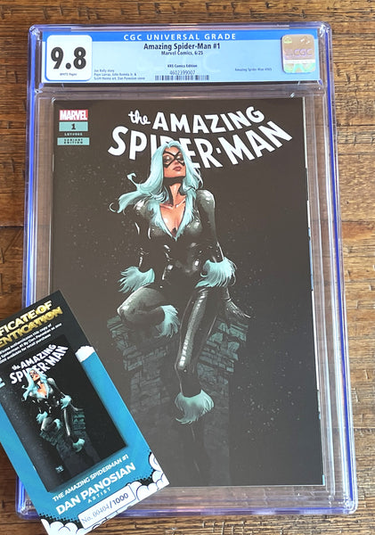 AMAZING SPIDER-MAN #1 CGC 9.8 DAN PANOSIAN EXCL BLACK CAT VARIANT 2025 LTD TO 1000