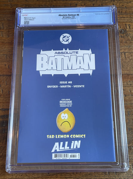 ABSOLUTE BATMAN #8 CGC 9.8 REDCODE EXCL HOMAGE TRADE & VIRGIN VARIANT OPTIONS