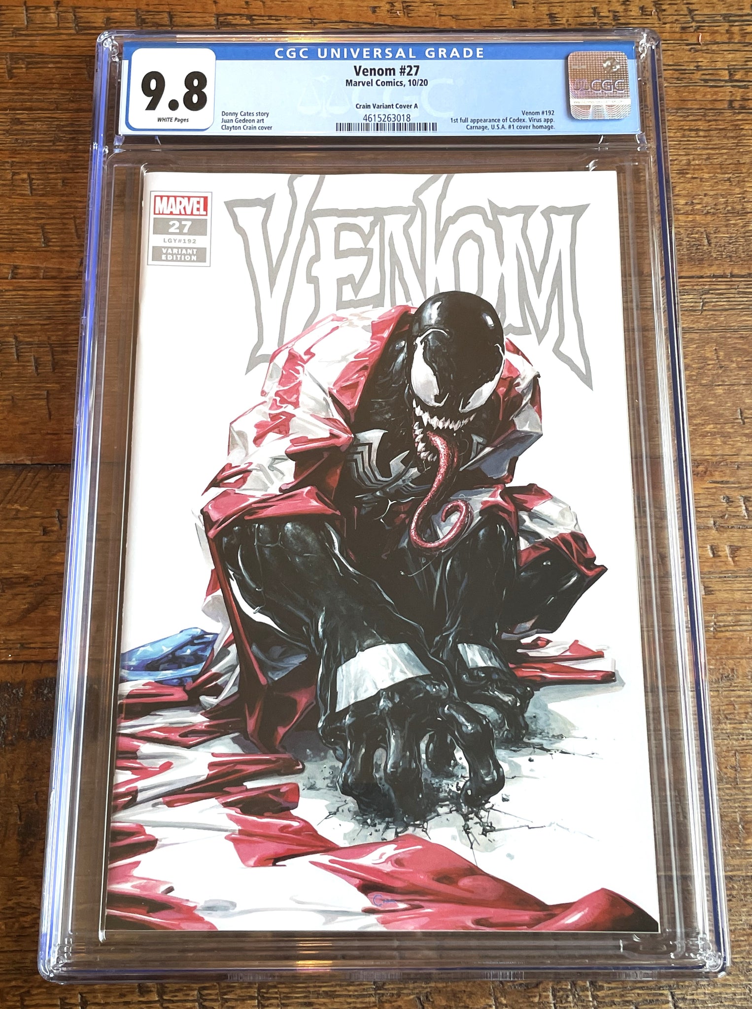 VENOM #27 CGC 9.8 CLAYTON CRAIN TRADE DRESS VARIANT-A FIRST CODEX!