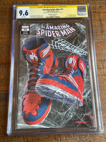AMAZING SPIDER-MAN #75 CGC SS 9.6 MIKE MAYHEW THWIP SIGNED SKETCH SNEAKER TRADE DRESS VARIANT-A