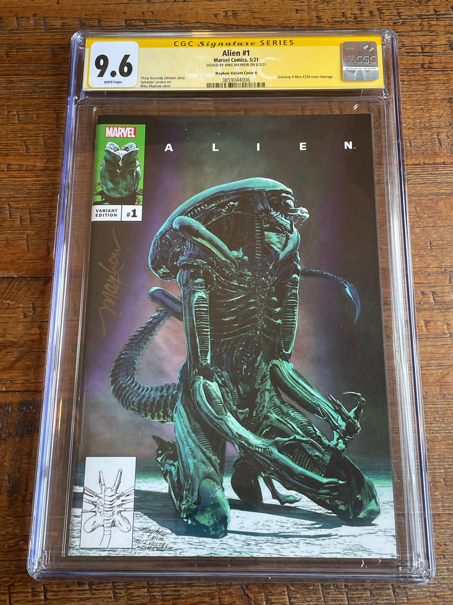 ALIEN #1 CGC SS 9.6 MIKE MAYHEW SIGNED X-MEN #234 HOMAGE TRADE VARIANT-A