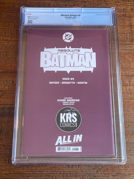 ABSOLUTE BATMAN #9 CGC 9.8 KAARE ANDREWS EXCLUSIVE VARIANT LTD TO 800 FIRST BANE