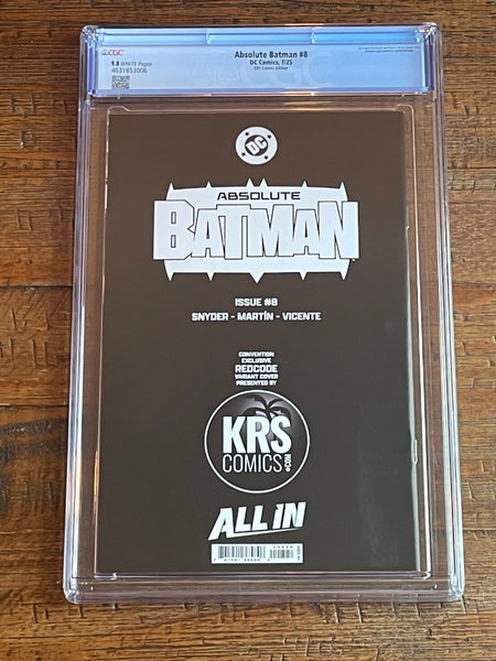ABSOLUTE BATMAN #8 CGC 9.8 REDCODE SDCC EXCL BLACK VIRGIN VARIANT 2025 LTD TO 600