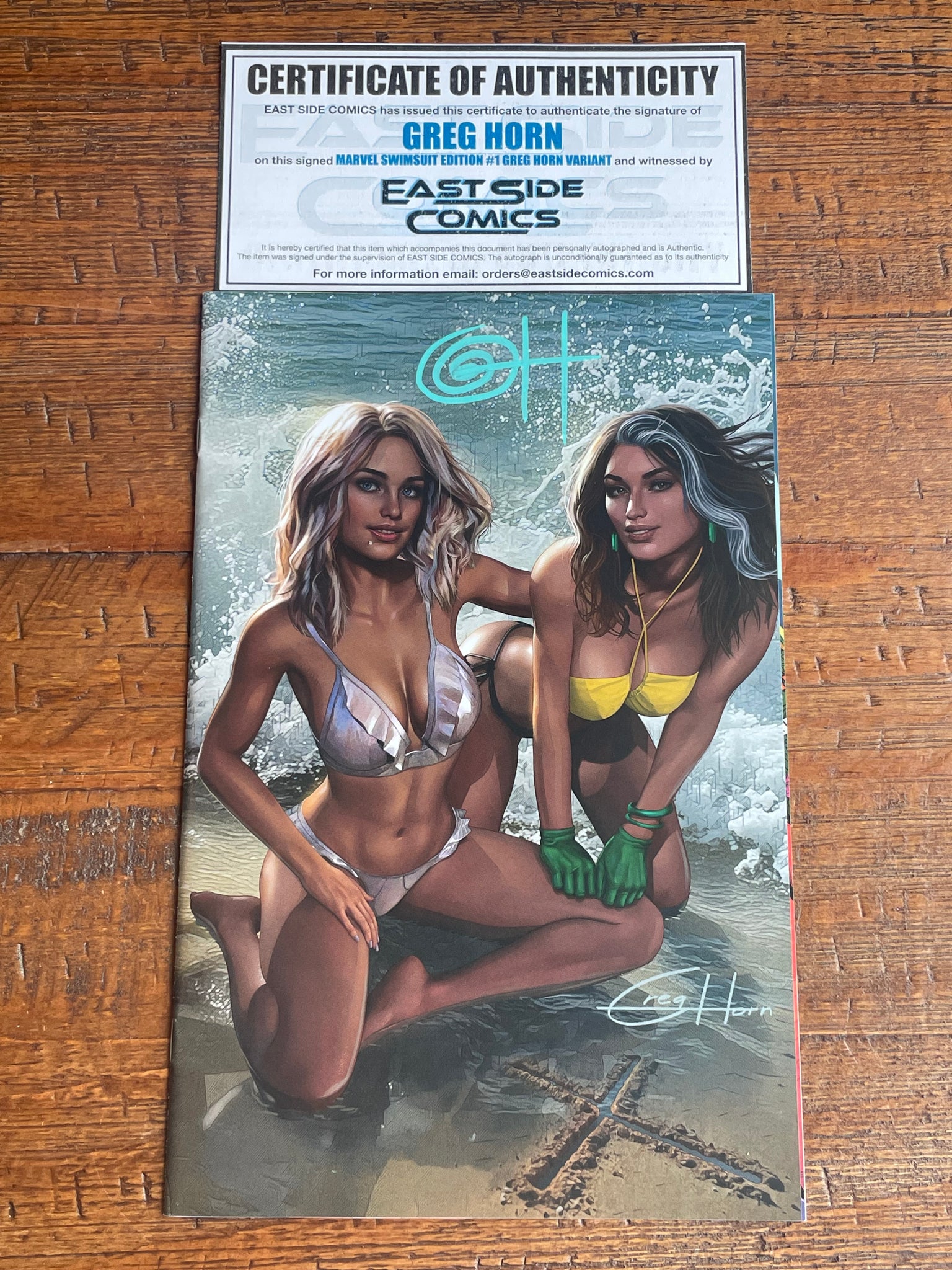 MARVEL SWIMSUIT SPECIAL FRIENDS FOES & RIVALS #1 GREG HORN SIGNED COA EXCL TRADE & VIRGIN VARIANT OPTIONS