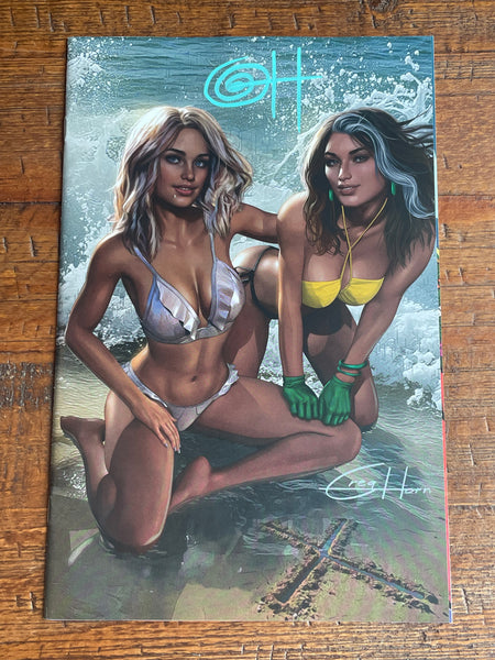 MARVEL SWIMSUIT SPECIAL FRIENDS FOES & RIVALS #1 GREG HORN SIGNED COA EXCL TRADE & VIRGIN VARIANT OPTIONS