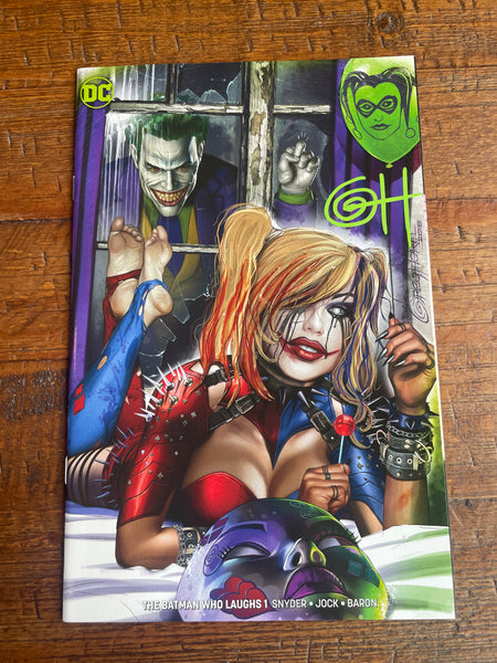 BATMAN WHO LAUGHS #1 GREG HORN SIGNED COA HARLEY QUINN WHO LAUGHS VARIANT-B