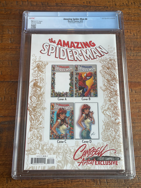 AMAZING SPIDER-MAN #6 CGC 9.8 J SCOTT CAMPBELL EXCL ANNIVERSARY BORDER VARIANT 2025