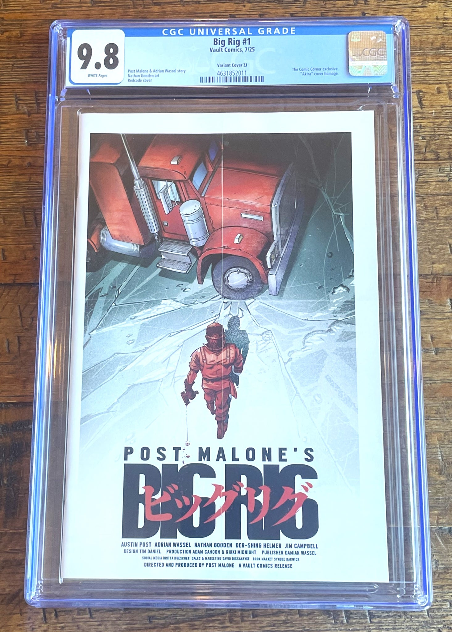 POST MALONE'S BIG RIG #1 CGC 9.8 REDCODE AKIRA HOMAGE VARIANT LTD 400 COPIES