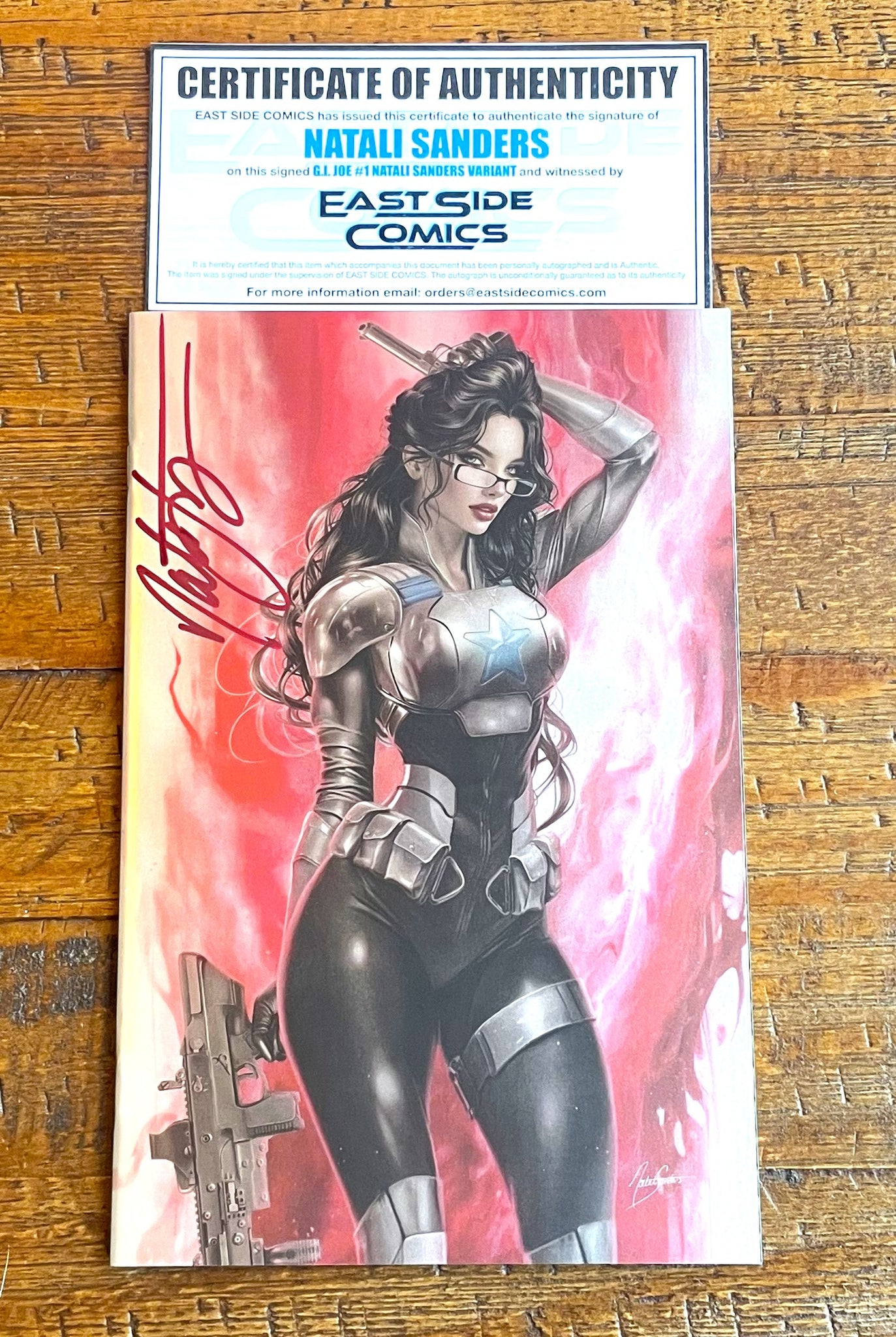 G.I. JOE #1 NATALI SANDERS SIGNED COA NYCC 2025 EXCL "RED FOIL" BARONESS VARIANT