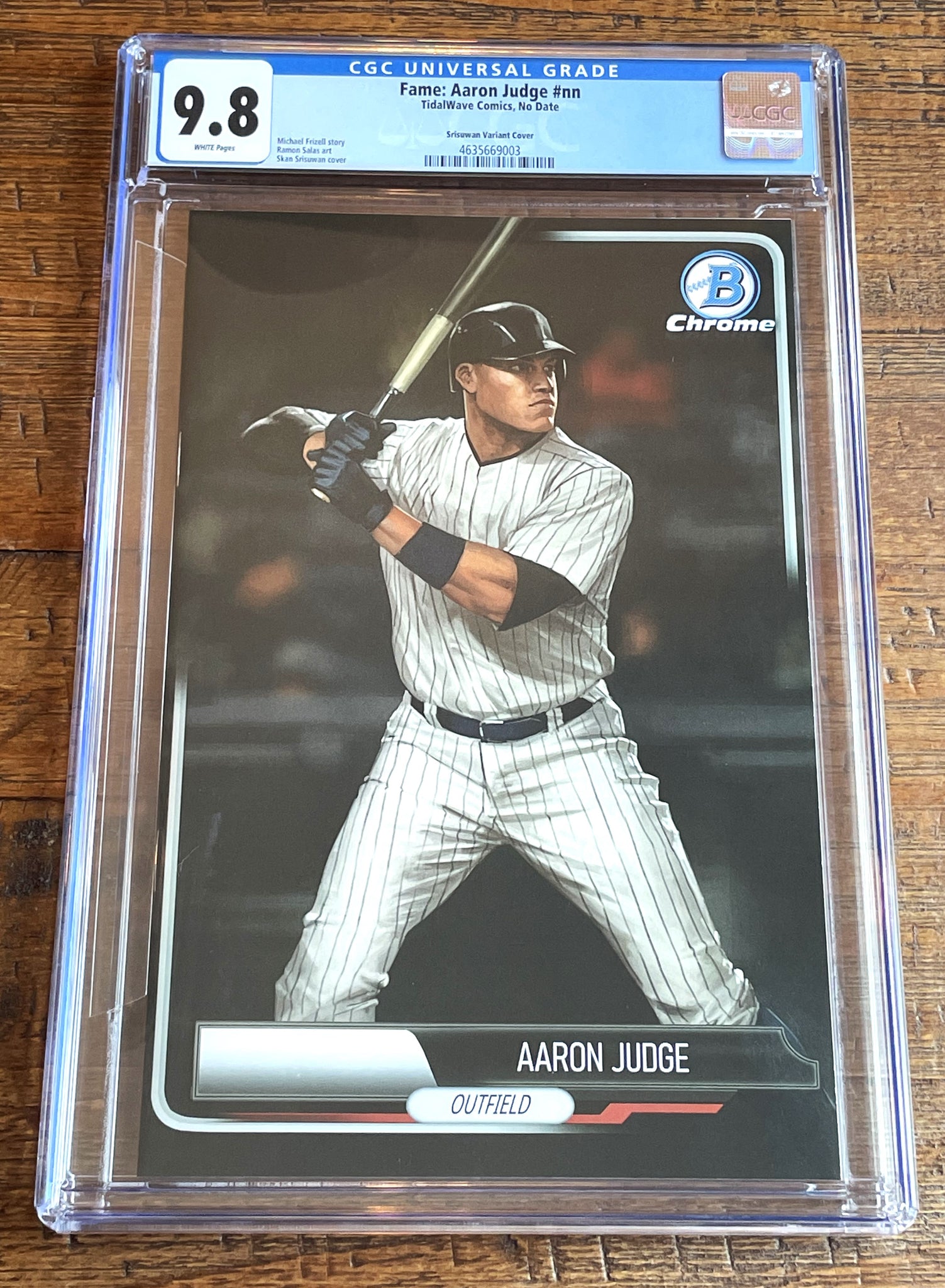 FAME: AARON JUDGE #1 CGC 9.8 COMIC TOPPS CHROME "ROOKIE CARD" HOMAGE VARIANT