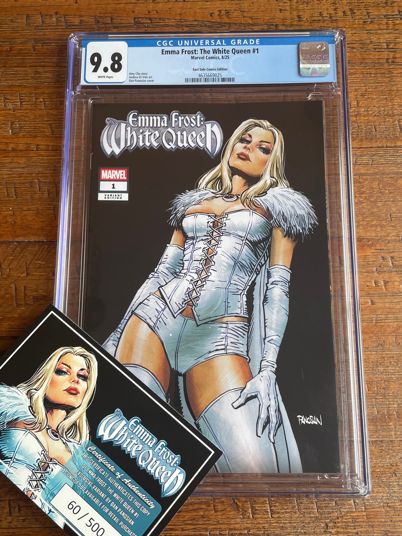EMMA FROST WHITE QUEEN #1 CGC 9.8 DAN PANOSIAN EXCL VARIANT LTD TO 500