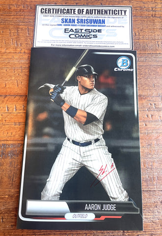 FAME: AARON JUDGE #1 COMIC SKAN SIGNED TOPPS CHROME "ROOKIE CARD" HOMAGE VARIANT