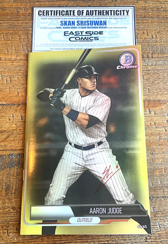 FAME: AARON JUDGE #1 SKAN SIGNED COA NYCC 2025 EXCL COMIC TOPPS CHROME "GOLD FOIL" ROOKIE VARIANT NUMBERED 60