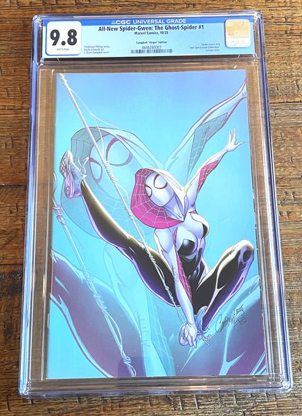 ALL NEW SPIDER-GWEN THE GHOST SPIDER #1 CGC 9.8 J SCOTT CAMPBELL 1:100 RI VIRGIN VARIANT 2025