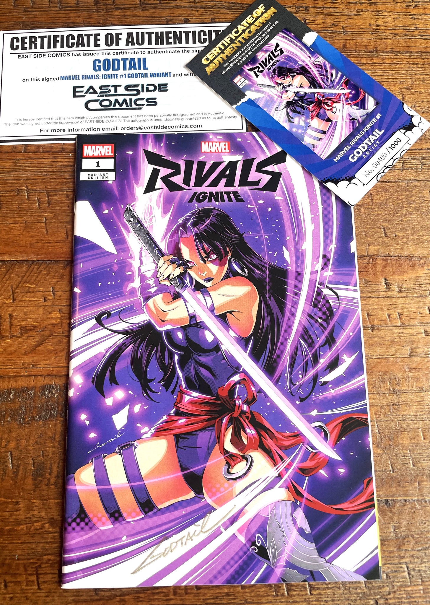 MARVEL RIVALS IGNITE #1 GODTAIL SIGNED W/ COA EXCL PSYLOCKE