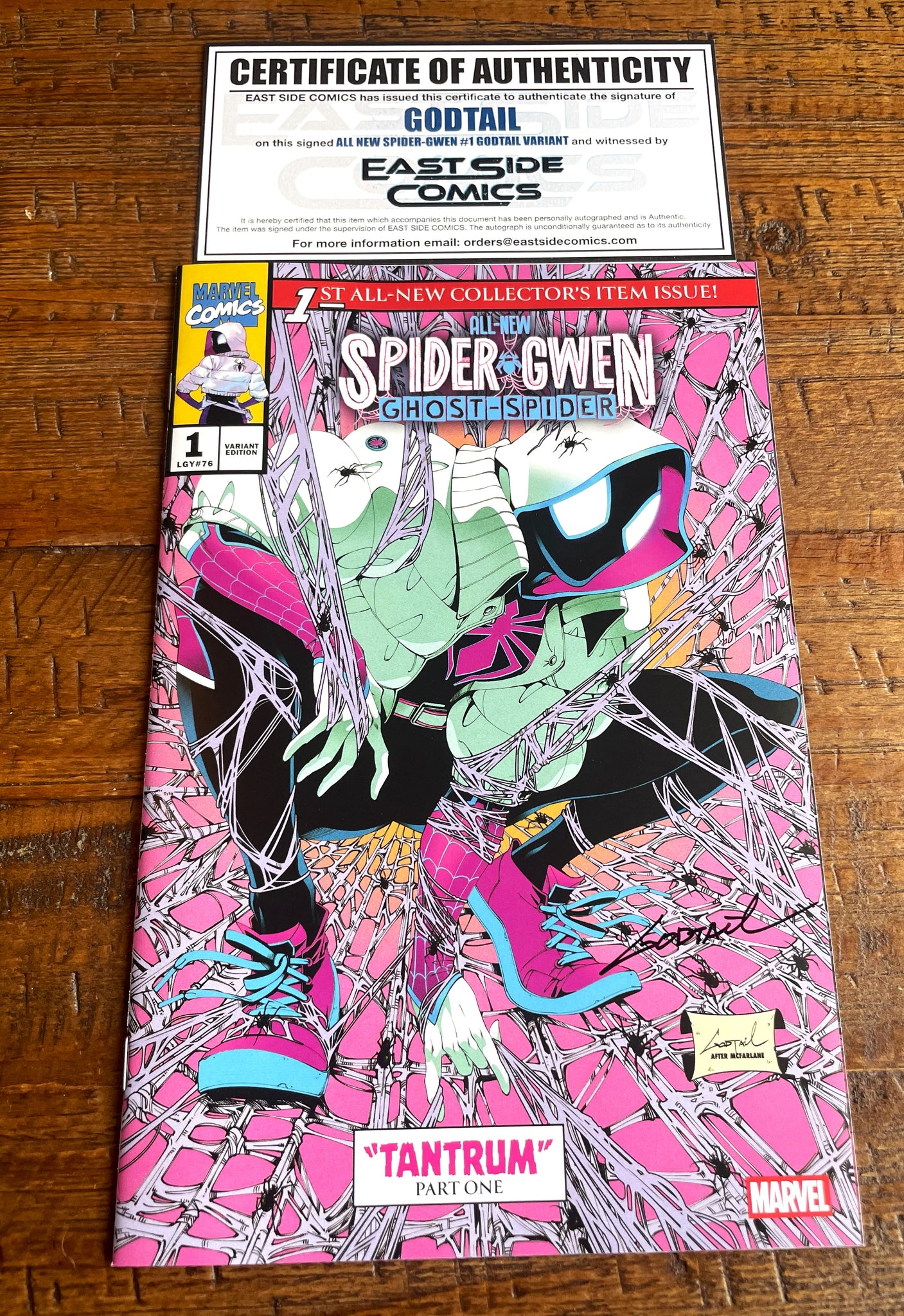 ALL NEW SPIDER-GWEN GHOST SPIDER #1 GODTAIL SIGNED W/ COA NYCC 2025 EXCL MASKED PINK VARIANT