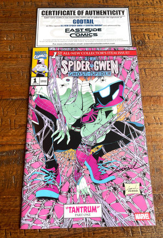 ALL NEW SPIDER-GWEN GHOST SPIDER #1 GODTAIL SIGNED W/ COA NYCC 2025 EXCL MASKED PINK VARIANT