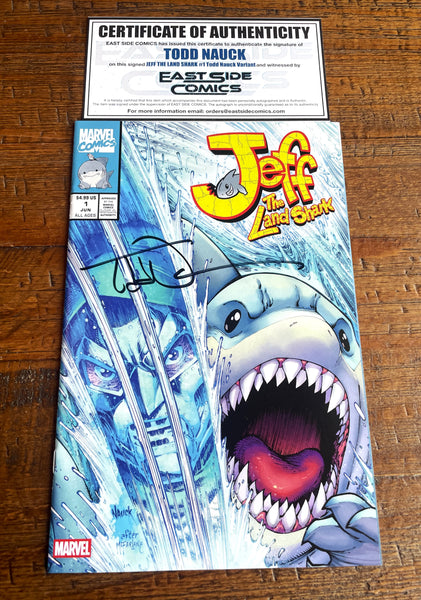 JEFF THE LAND SHARK #1 TODD NAUCK SIGNED "HOMAGE" VARIANT LTD TO 1000 W/ COA MARVEL RIVALS