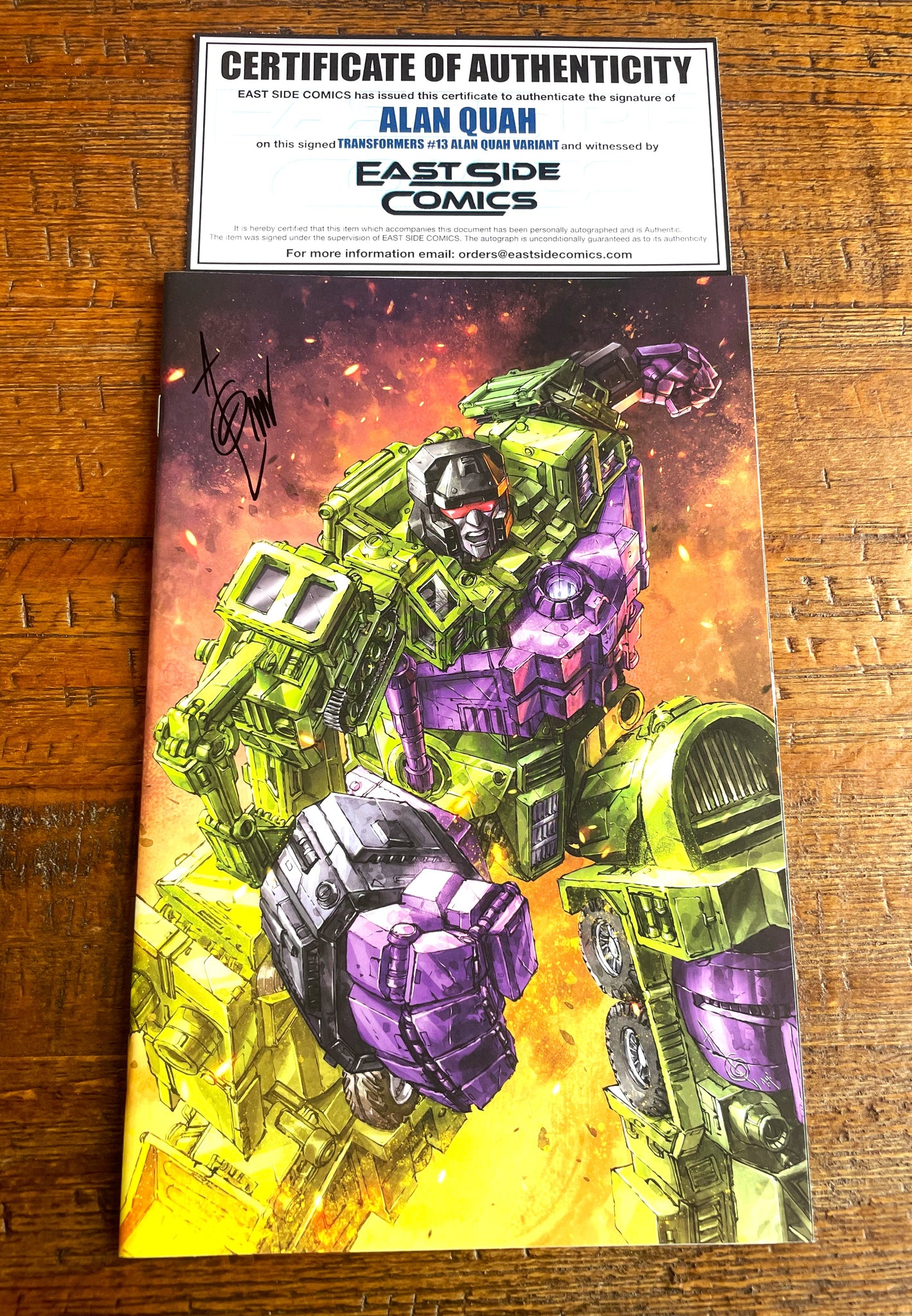 TRANSFORMERS #13 ALAN QUAH SIGNED DEVASTATOR VIRGIN VARIANT-A